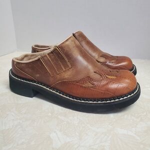 Roper Brown Leather Mules